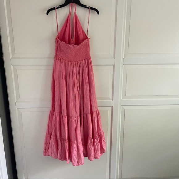 New! Free People Pintuck Paradise Eyelet Tiered Halter Maxi Dress 20965 - Picture 5 of 12